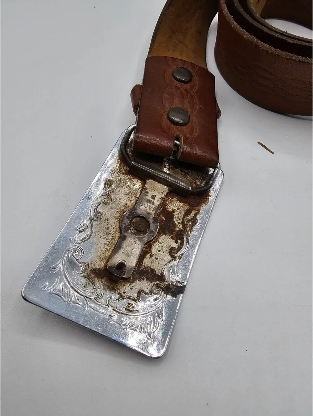 vintage Chambers western belt Sz XL w/ Saddle buckle nickel-plated finish